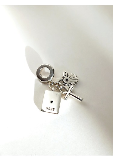 Gümüş Ankh Melek Pan Tasarım Bileklik Uyumlu Charm 1