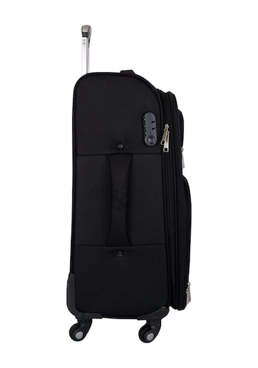 Bagacar Ultra Hafif Körüklü Kumaş Büyük Boy Valiz Siyah