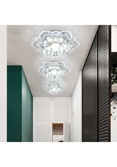 Ranyeek Giriş Hallı Ve Koridor İçin Modern Kristal Gömülü Tavan Lambası - 9w Beyaz Işık, Dayanıklı Malzeme, Kolay Kurulum - 90119 Modeli Beyaz