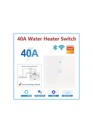 Xuweiwei Tuya Akıllı 40a Wifi Dokunmatik Anahtar Beyaz Su Isıtıcı Klima Ses Kontrolü Alexa Google Home 110 220v