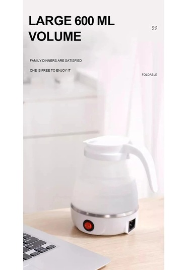 White 0.6l Mini Katlanır Su Isıtıcısı Taşınabilir Su Isıtıcı