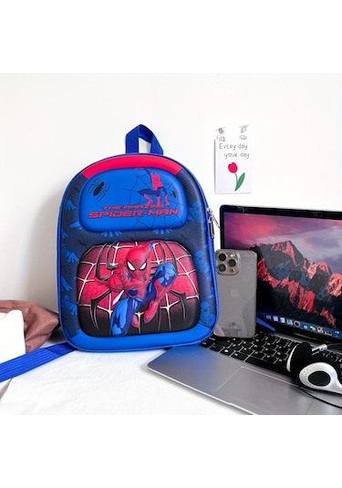 Tcherchı Erkekler Ve Kızlar İçin Hafif Süper Kahraman Tasarımlı Sırt Çantası Mavi