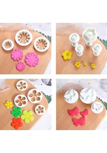 Fortunelane 33 Parça Pasta Dekorasyon Seti - Beyaz, Gıda Kalitesi Plastik, 10 Farklı Desenli Kesici Ve Damga Araçları İle Pratik Beyaz