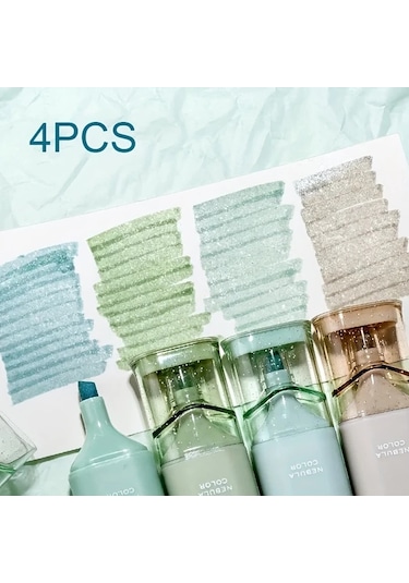 Fochsia 4'lü Yeşil Işıltılı Jel Kalem - Hızlı Kurur, Leke Yapmaz - Not Ve Günlük İçin Yeşil