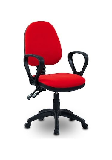 Ofiscombin Ofis Büro Sırt Ayarlanabilir Döner Tekerlekli Öğrenci Ders Çalışma Koltuğu Kirmizi Kumaş 00047499202