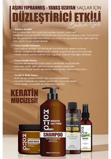 Motto Plus Professional 4'lü Brezilya Fönü Şampuan Keratin Saç Düzleştirici Botox Bakım Seti Keratin-şampuan-maske-serum