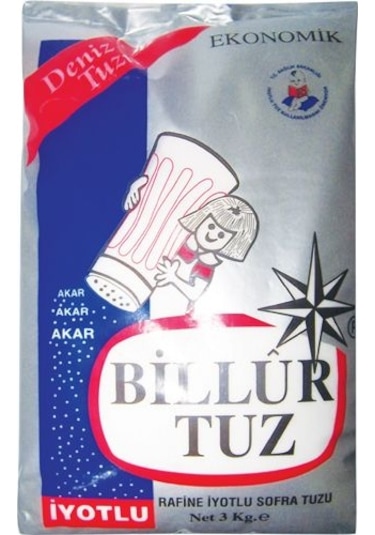 Billur Tuz Rafine İyotlu Sofra Tuzu 3 KG