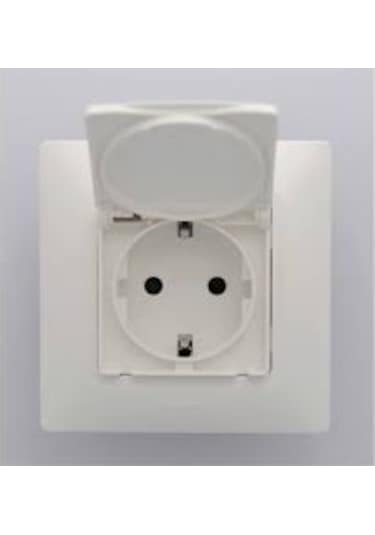 Legrand Salbei Kapaklı Topraklı Priz Beyaz Çerçeveli
