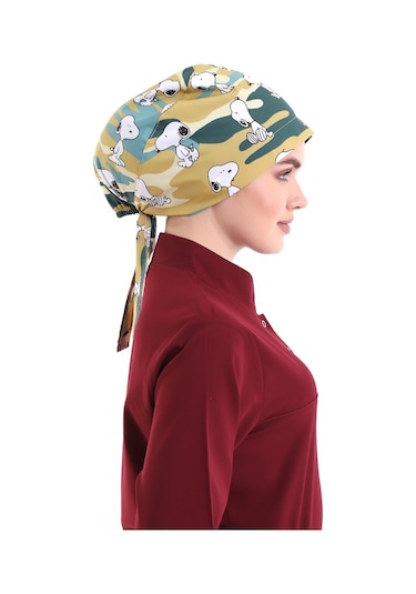Snopy Desenli Tesettür Cerrahi Bone​​​​​​​ - Tesettür Doktor Hemş-3910 Snopy-Standart