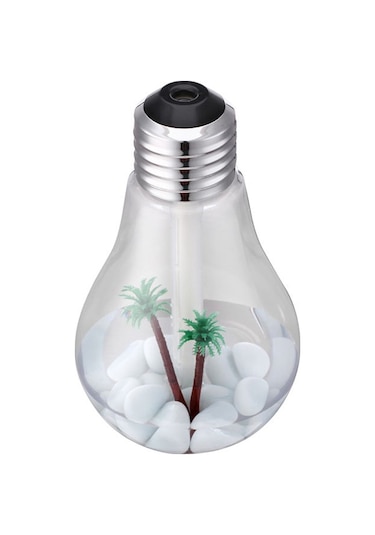 400 Ml Renkli Işık Taşınabilir Ampul Şekli Aromaterapi Hava Temizleme Nemlendirici Ev / Ofis / Araba İçin Gümüş