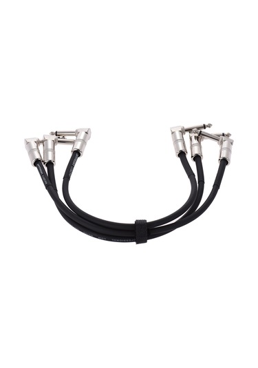 Suofeng 3'lü Set 30cm Uzunlukta 1/4" Sağ Açılı Gitar Efektör Kablosu - Siyah Pvc Kaplama