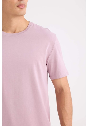 DeFacto New Regular Fit Bisiklet Yaka Basic Düz Kısa Kollu Tişört E1091AXNSBR147 Bordo