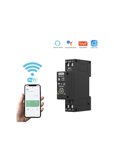 Tuya Zigbee Akıllı Sigorta Uzaktan Kumanda Ses Kontrol Anaht Siyah