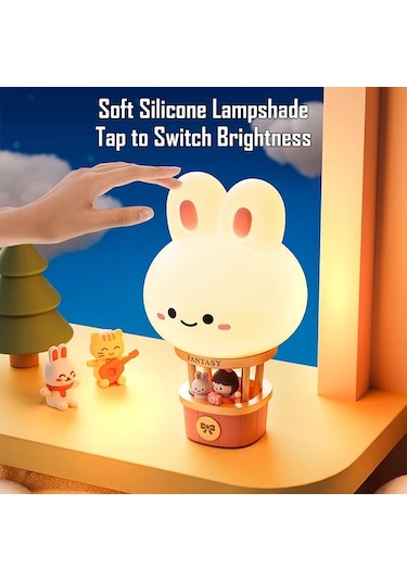 Willowhaven New Hot Air Balloon Charging Nightlight Led Bedside Lamp Warm Light Leveret 3 Brightness Levels Usb Nightlight For Bedroom Living Room Ahşap