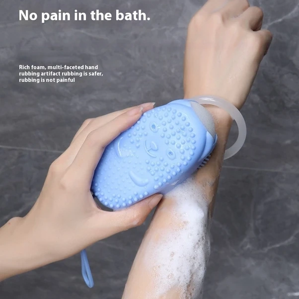 Globalbloom Mavi 2'li Yüzeyli Soft Köpük Vücut Fırçası, Peeling Banyo Fırçası, Ev Seyahat Otel