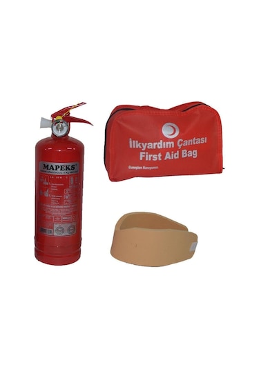 Mapeks Trafik Ilkyardım Seti Yangın Tüpü + Boyunluk ve Oto Muayene Paketi 2023 2027
