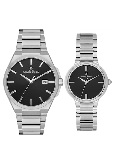 Daniel Klein 8682308394861 Çelik Kordonlu Elegant Sevgili Çift Kol Saatleri Siyah - Gümüş