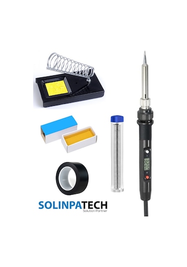 80w Lcd Ekranlı Isı Ayarlı Kalem Havya Sıcaklık Ayarlanabilir Lehim Makinası Lehim Stand Bant Pasta