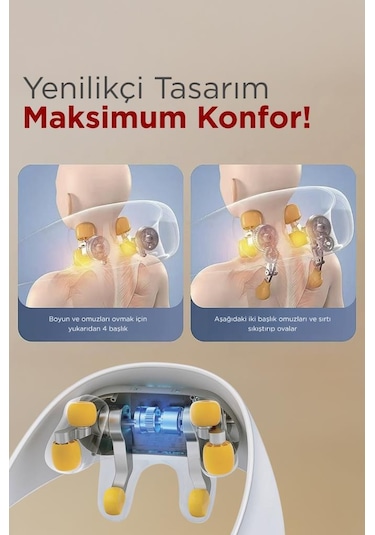 Vnb-01 Gri İnsan Eli Hissi Veren Şarjlı Masaj Cihazı Boyun Sırt Ve Bacak Masaj Cihazı Gri