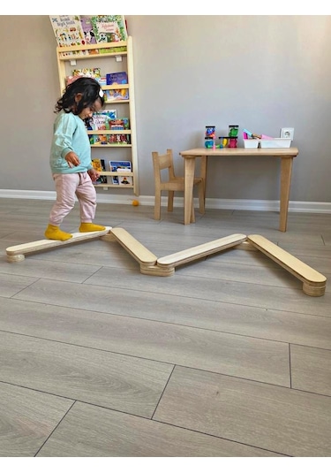 montessori denge yolu - portatif ahşap denge yolu