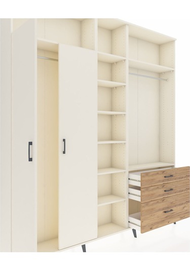 Arges Dolap 9 Raflı 3 Çekmeceli 2 Askılı 220x30x243 Aytaşı-aytaşı/çam Aytası/atlas Çam