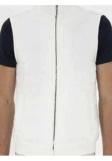 Cacharel Beyaz Slim Fit İnce Kapitone Mont Yelek