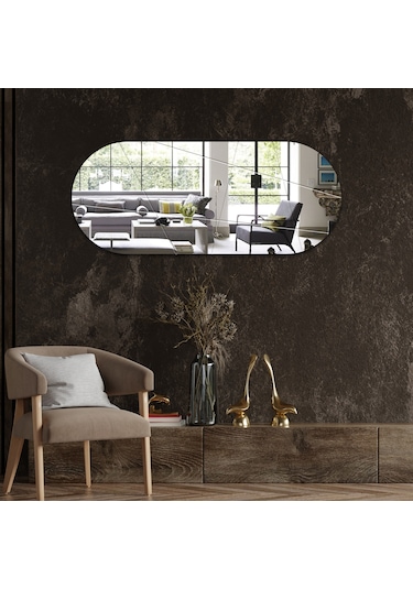 Ayna Düz Ayna Victory Tasarım Kanallı Oval Ayna 50cm X 120cm Düz Ayna