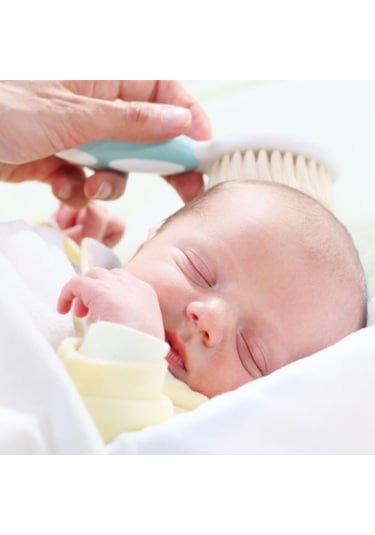 Sevi Bebe Naturel Fırça Tarak + Bebek Duş Başlığı Seti Mavi