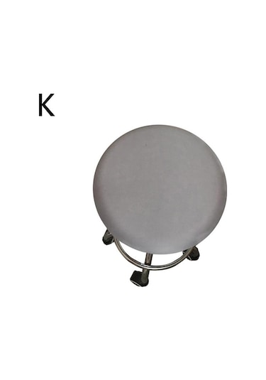 Gri 1pc Streç Spandex Elastik Yuvarlak Sandalye Kapak Slipcover Düz Renk Basit Yıkanabilir