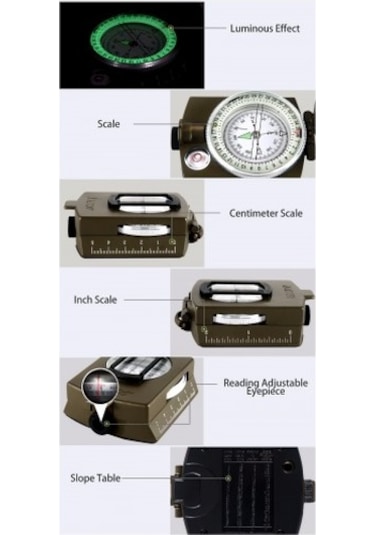 Nikula Çok Fonksiyonlu Profesyonel Askeri Pusula K-4580