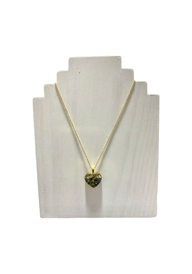 Çelik Kalp Sedef Kolye Uçlu Bayan Altın Renk Kolye Çelik
