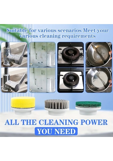 Xuweiwei Mavi Pancerka Elektrikli Doner Firca 5 Degistirilebilir Firca Basligi Type C Sarjli 3 Hiz Ayarli Banyo Mutfak Temizligi