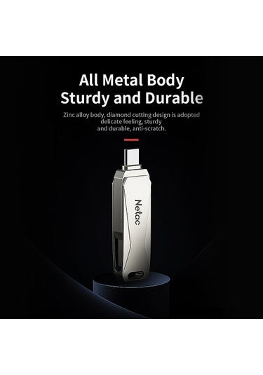 Netac U782c 128gb Type-c + Usb Çift Arayüz Flash Bellek Tak Ve Çalıştır Cep Telefonu Hafıza Genişletme U Disk Gümüş