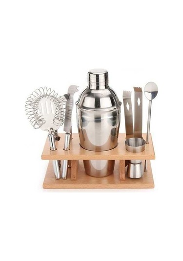 Dancemonkey Ahşap Montajlı 9'u 1 Arada Süper Tasarım Paslanmaz Çelik Kokteyl Çalkalayıcı 350ml