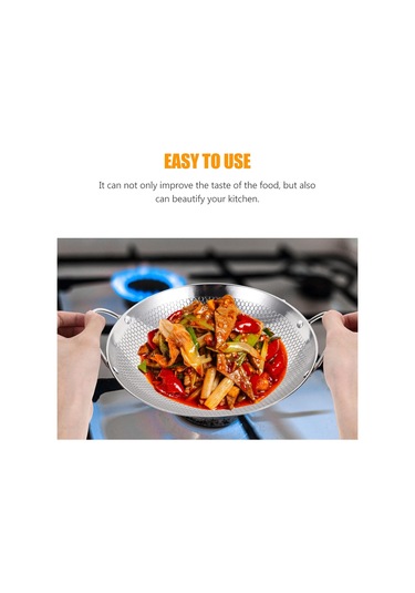 Paslanmaz Çelik Wok Kızartma Tavası, Yapışmaz Woks Ve Karıştırma Tava, Yuvarlak Tabanlı Çift Kollu Tencere Paslanmaz Çelik