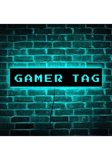 Willowhaven 1 Adet Font 9 11.81inch X 2.36inch Özelleştirilebilir Oyuncu İsimli Usb Led Renk Değiştiren Gece Lambası Duvar Montaj Oyun Odası Hediyesi Ahşap