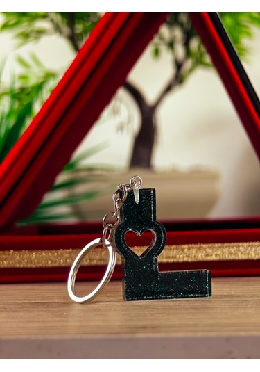 Harfli Anahtarlık Epoksi Kişiye Özel Yapım El Yapımı Harf Anahtarlık Kalp Model Özel Tasarım Hediyelik Ürün Kalp Desenli Simli Anahtarlık Bakır