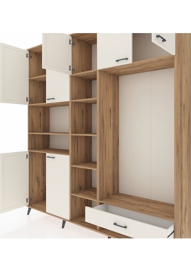 Hyperion Dolap 11 Raflı Tek Çekmeceli 7 Kapaklı 220x44x243 Çam-aytaşı/aytaşı Aytası/aytası