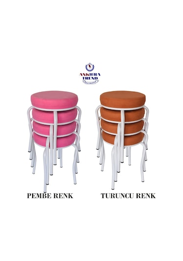 Tabure (Beyaz Ayaklı) (4 Adet) - Mutfak Balkon Taburesi