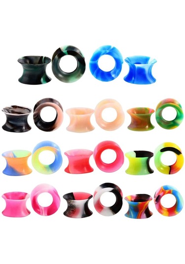 Suntek 11 Çift Esnek Silikon Alevlendi Fişler Tünel Kulak 6mm Çok Renkli