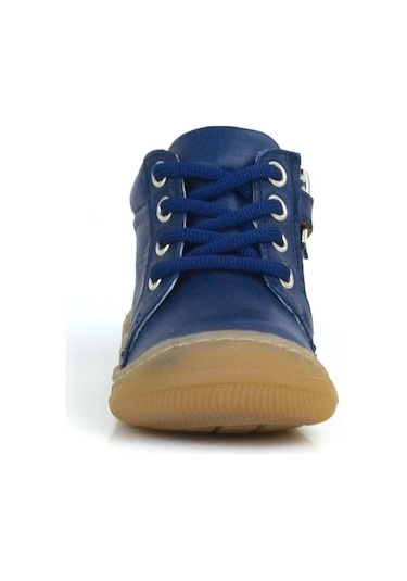 Anatomik Yumuşak Hakiki Deri Fermuarlı Lacivert Bebek Bot Ayakkabı Lacivert