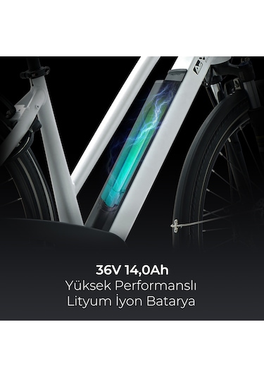 Asvıva Elektrikli Bisiklet B15 Pedelec Extra Güçlü 36V 14.0 Ah Sa Beyaz