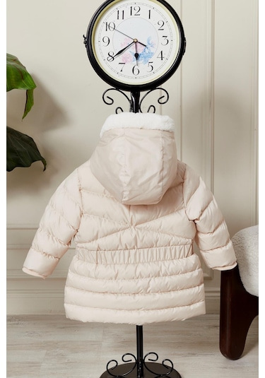 Benitto Kids Kız Bebek Kapüşonlu Kışlık Mont 51333 Bej