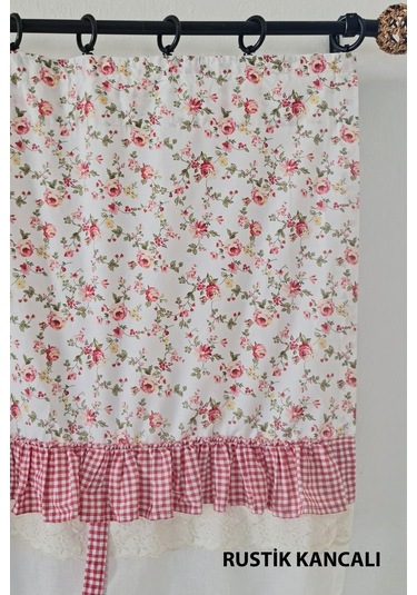 Potlu Tül Perde Provence Fırfırlı Rose Pembe