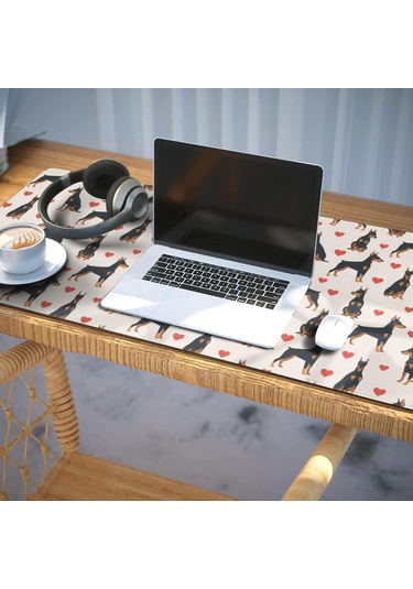 Doberman Desenli Büyük Oyun Mouse Pad 35.4x15.7 Inch, Kaymaz, İnce, Uzun-a2
