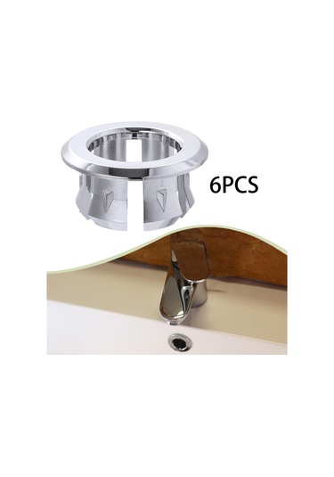 Suntek 6x Lavabo Taşma Halkası Yedek Parçaları Ev Otel Gümüş
