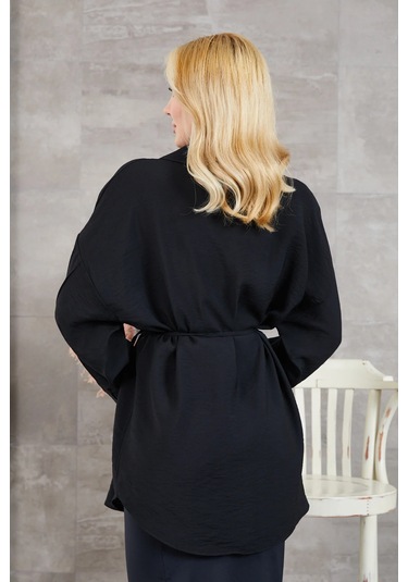 İp Kemerli Gömlek Siyah