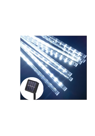 Güneş Enerjili Beyaz 8 Tüplü Bahçe-noel Ağacı-yılbaşı Dekor Süs Beyaz