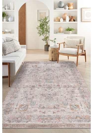 Retrova Halı Koleksiyonu Vintage Eskitme Desenli, 6 Mm İnce Form, Tozumaz Ve Kolay Temizlik Çok Renkli