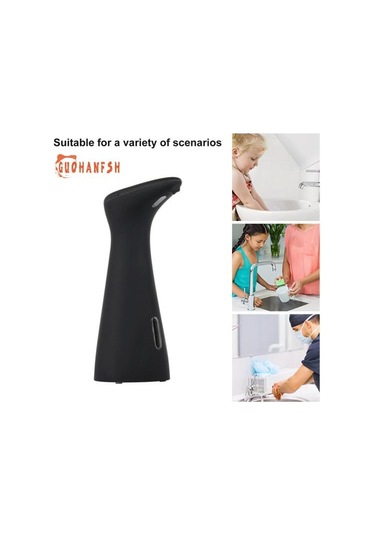 Siyah 200 ML Otomatik Dezenfektan Dispenseri, Büyük Kapasiteli, Eller Serbest, Elektrikli, Temassız Sensör, Sızdırmaz, Banyo Aksesuarları